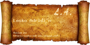 Lesko Adrián névjegykártya